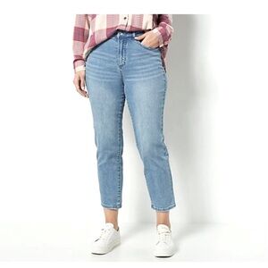 Tall, straight leg, crop length jeans from QVC Studio Park x Courtney Khondabi